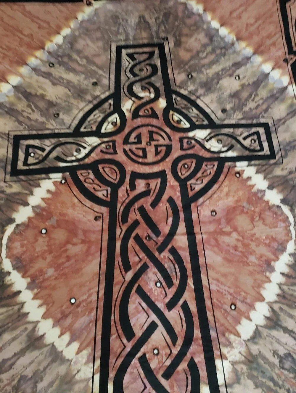 Vintage Gypsy Rose Celtic Cross Tapestry Handcrafted India 80x54 Boho Mirrors